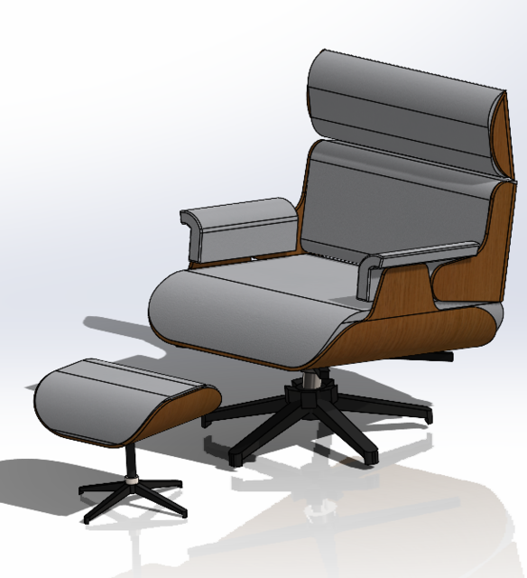 Mid century Lounge Chair 3D CAD Model Library GrabCAD