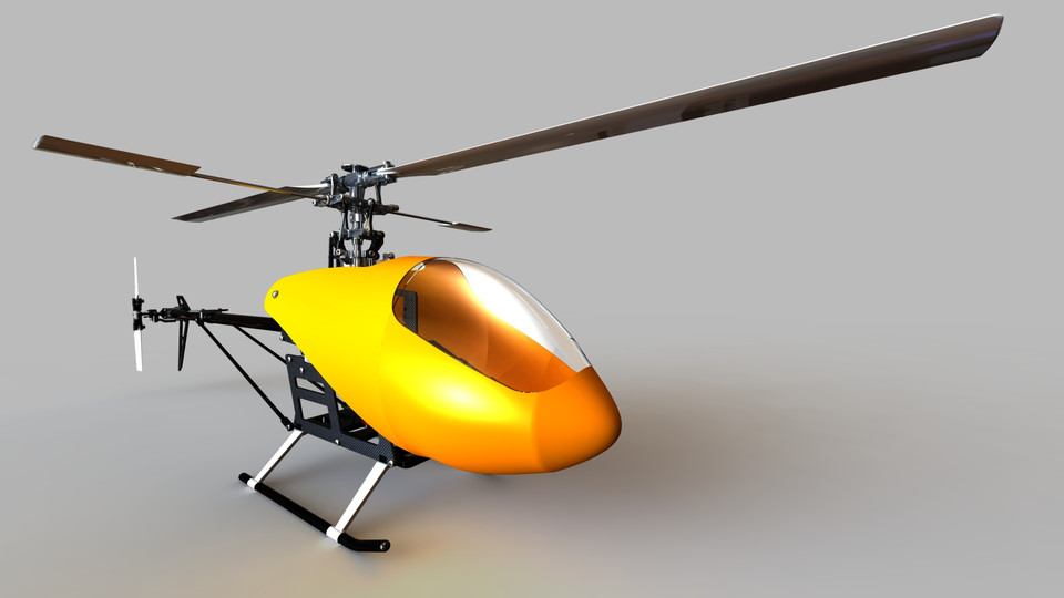 250 class helicopter with Flybar rotor head 3D CAD Model Library