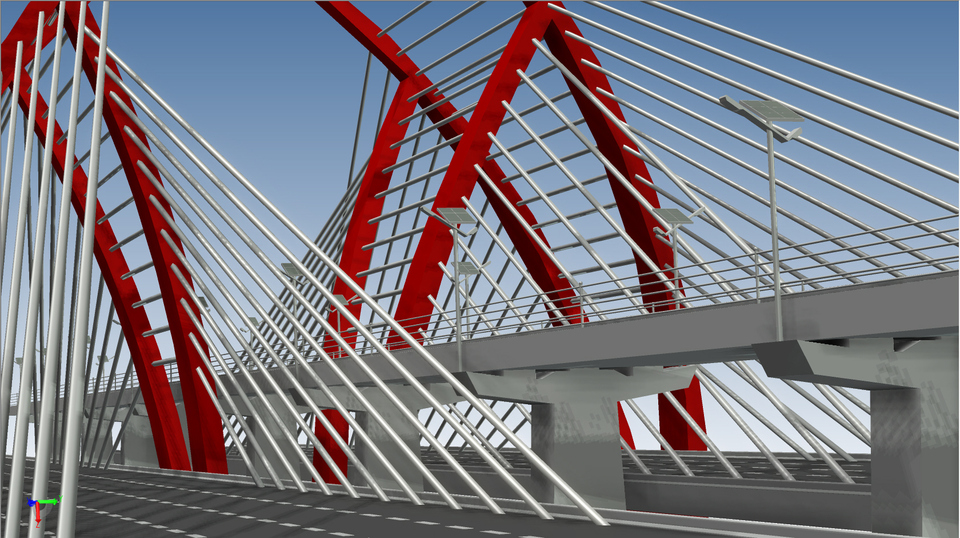 lotus single tower cable-stayed bridge