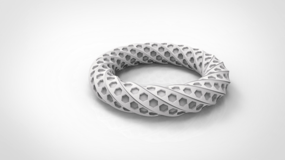 How to make 'HoneyComb Pattern on Twisted Toroid' in Solidworks 2014