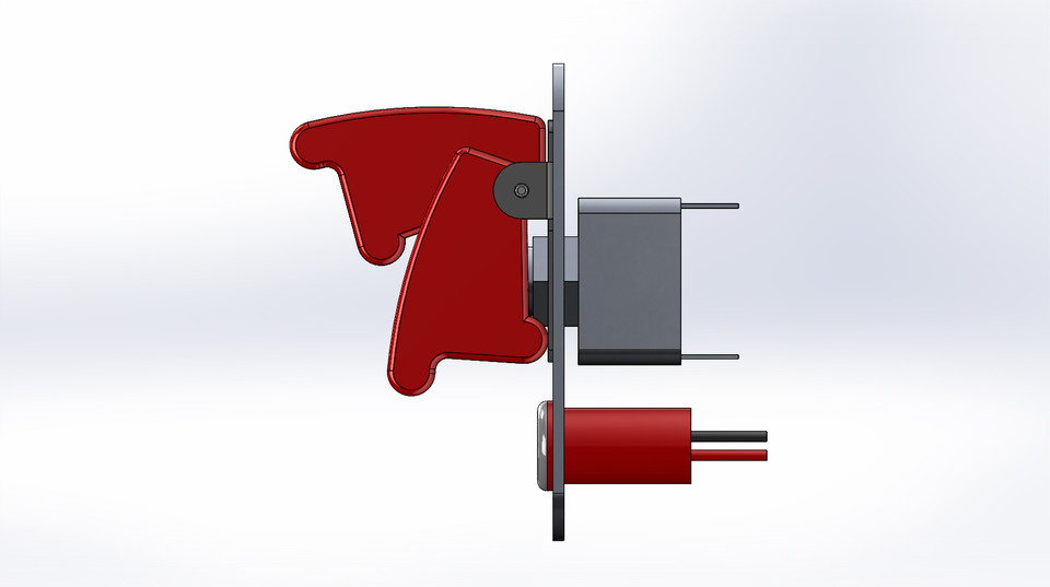 3 Row Red Safety Cover Toggle Switch with Indicator Lights 3D CAD