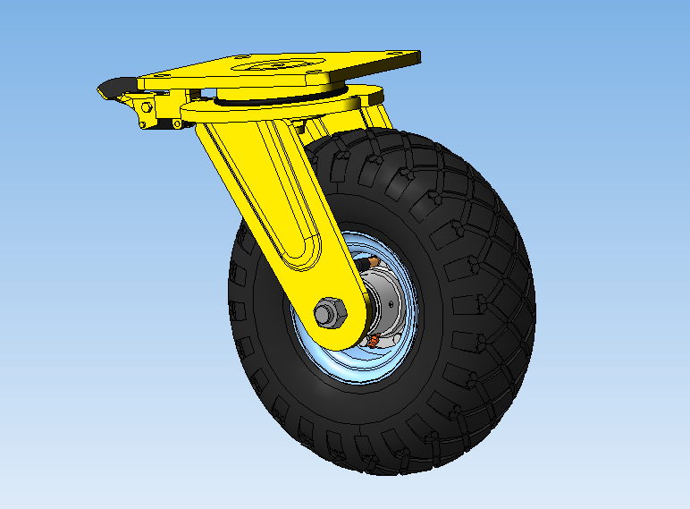 Swivel support for technological trolley  with chamber wheel_