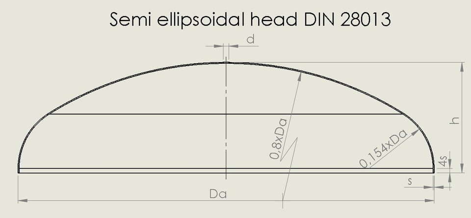 Semi ellipsoidal head DIN 28013