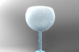 frozen wine glass with droplets (random pattern from parametric shapes in excel & Creo)