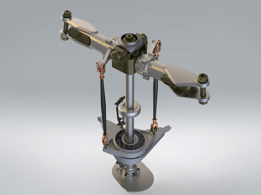 Twin Blade Helicopter Main Rotor 3D CAD Model Library GrabCAD