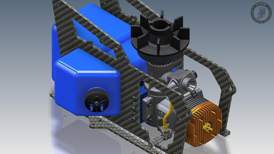RC heli, engine and fuel tank 3D CAD Model Library GrabCAD
