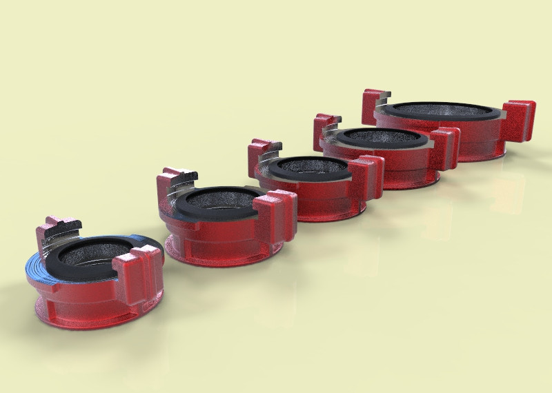Pressure-tight screwed head for fire hose ГM. Parametric model.