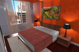 Bed and sidetable