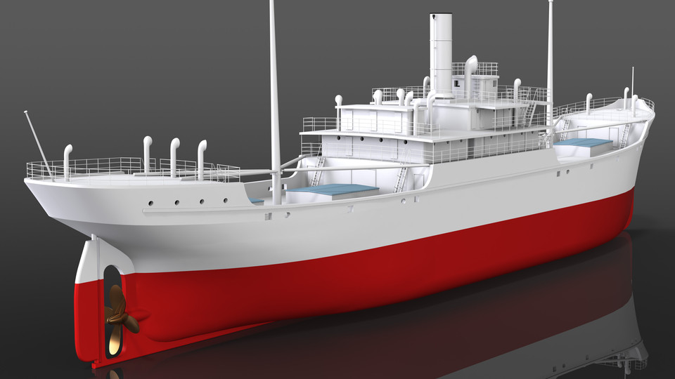 Ferris Wooden Steam Freighter 3D CAD Model Library GrabCAD