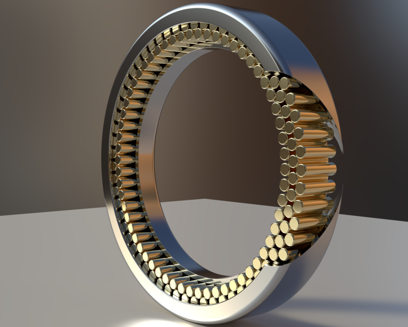 Cageless, Multilayered, Full Complement Radial Roller Bearing