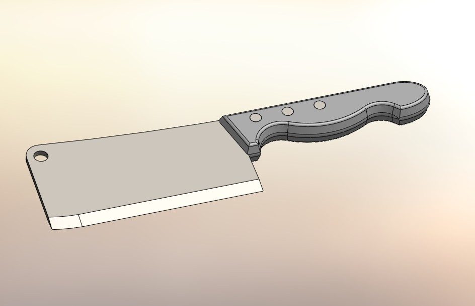 chopping block made of solid beech with cleaver