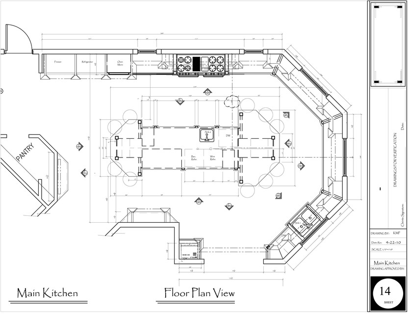 Main Kitchen Floor plan and Elevations 3D CAD Model Library GrabCAD