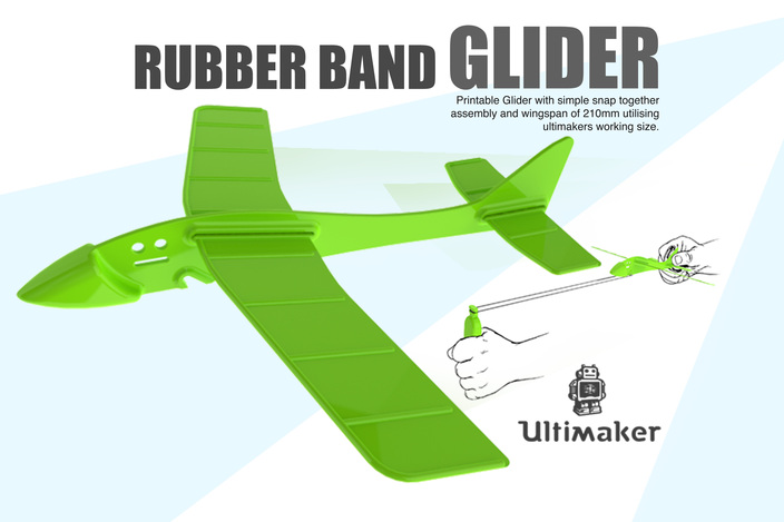 3D PRINTABLE RUBBER BAND TOY GLIDER - STEP / IGES - 3D CAD model - GrabCAD