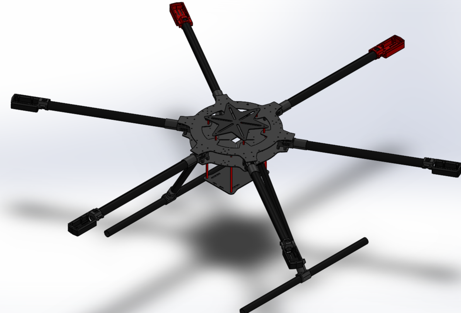 ZD1250 Hexacopter Frame 3D CAD Model Library GrabCAD