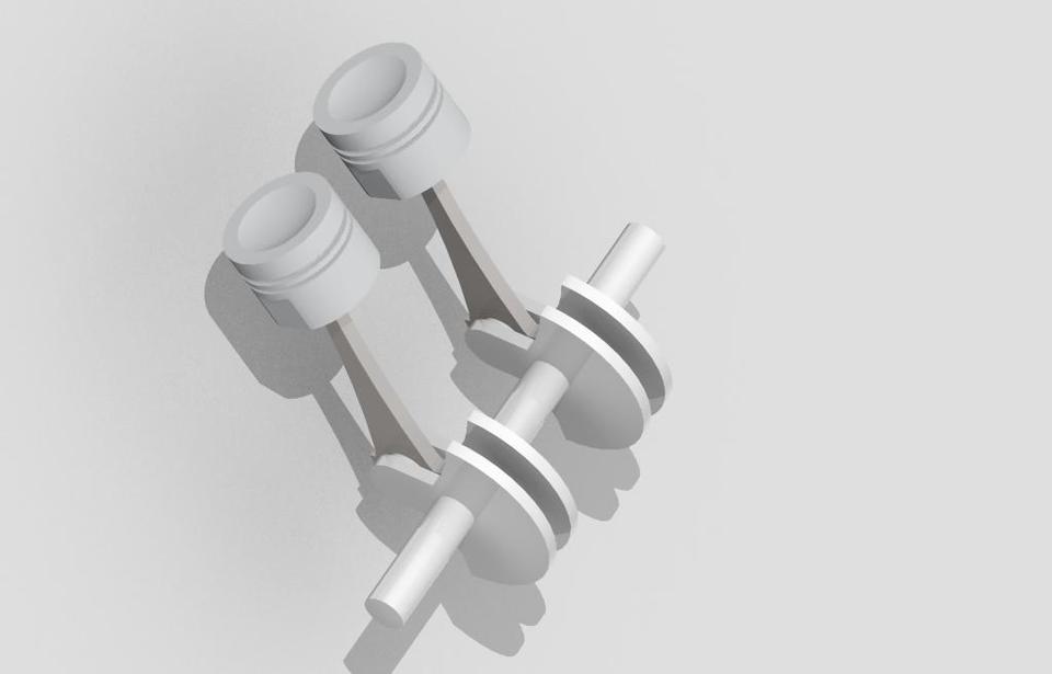 twin inline piston crank assembly