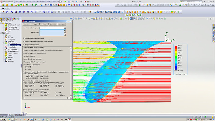 Flow Simulation of fin for 2xMan Kayak