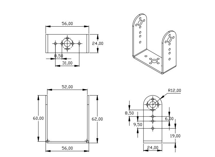 Servo Brackets 3D CAD Model Library GrabCAD
