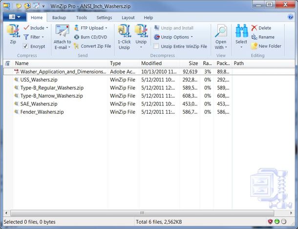 ANSI Inch Size Washer Library