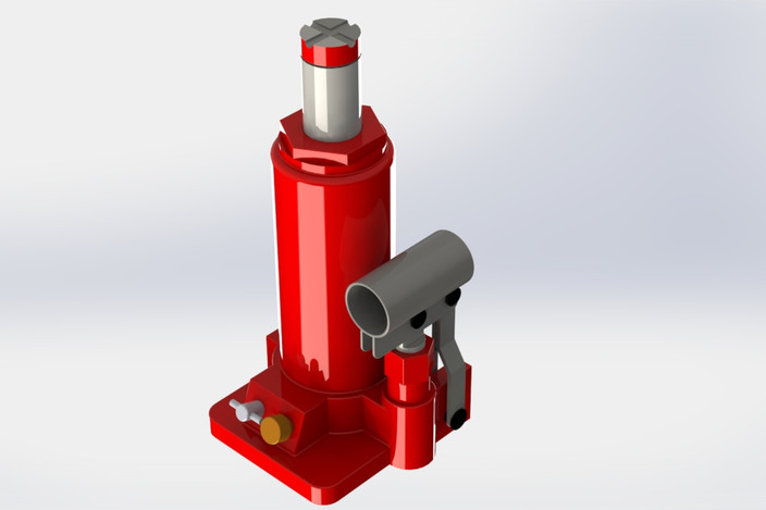 bottle jack cad model GrabCAD  Jack) (Hydraulic  3D model botella SOLIDWORKS   CAD   Bottle
