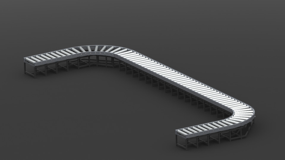 Curved Roller Conveyor 3D CAD Model Library GrabCAD
