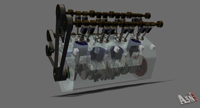 Motorblok V8 in assembly
