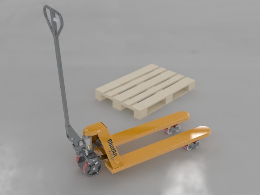 Hand pallet truck real size 3D CAD Model Library GrabCAD