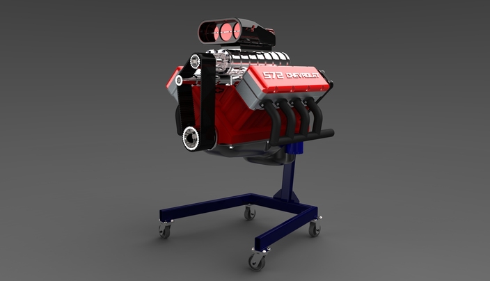 V8 engine with a blower