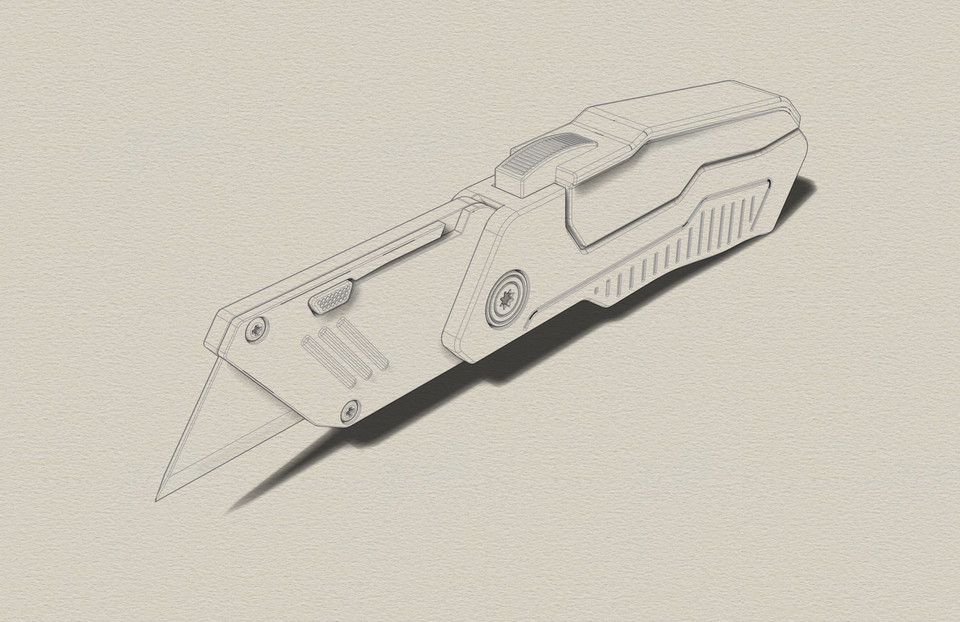 Box Cutter Knife 3D CAD Model Library GrabCAD