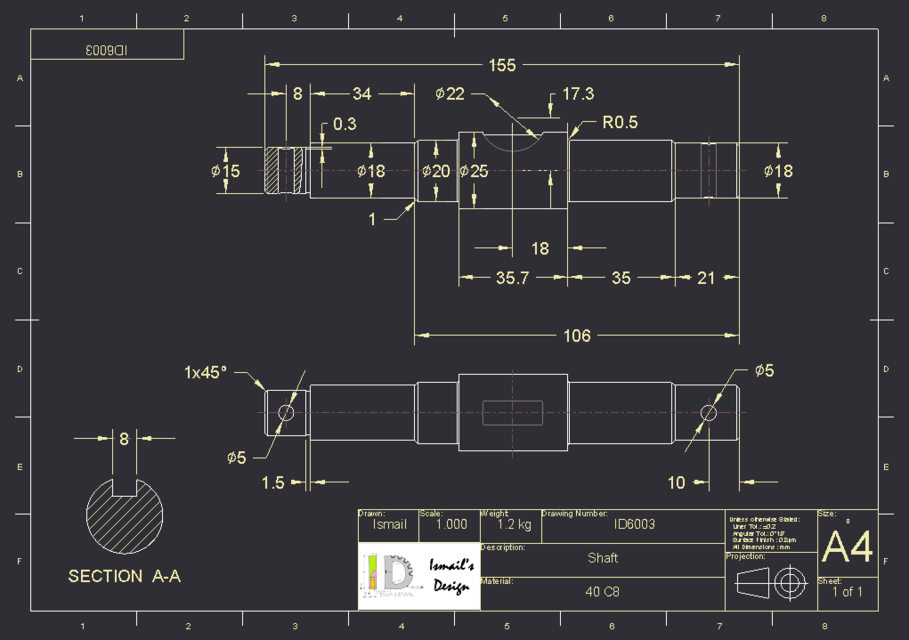 Shaft 2 is.draftings 3D CAD Model Library GrabCAD