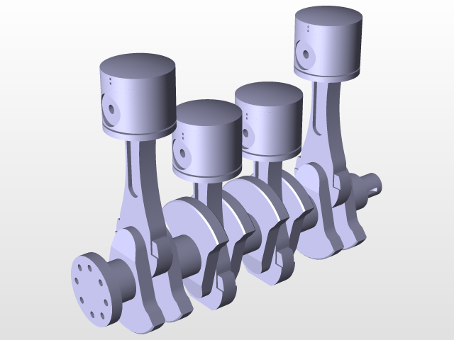 Assembly of four cylinder piston