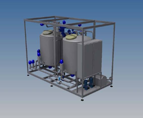 CIP set, 1000 litre, dual tank, single stream