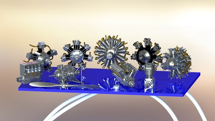 Some I.C. Engines on a table