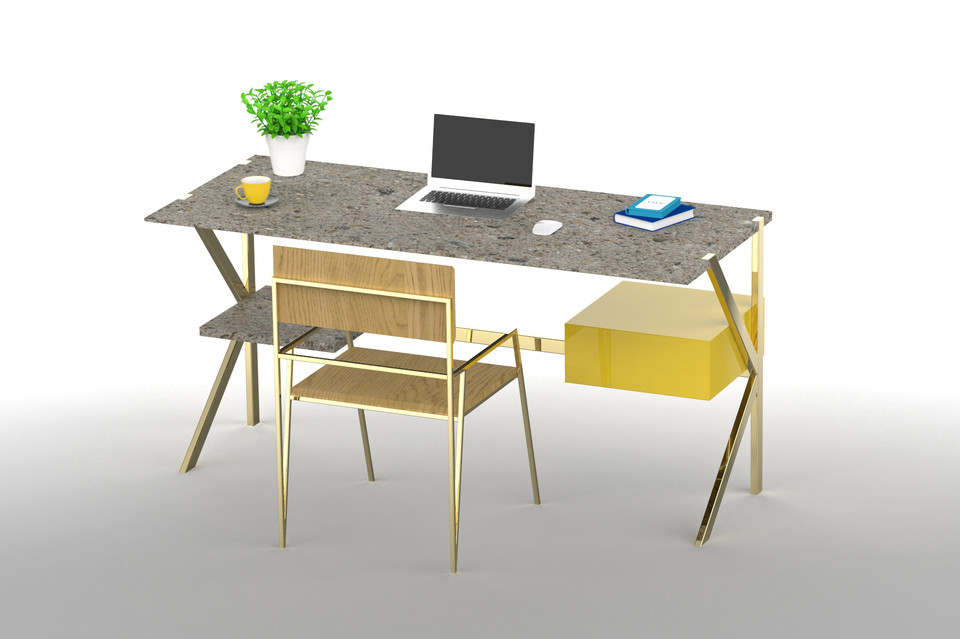 Study Desk 3D CAD Model Library GrabCAD