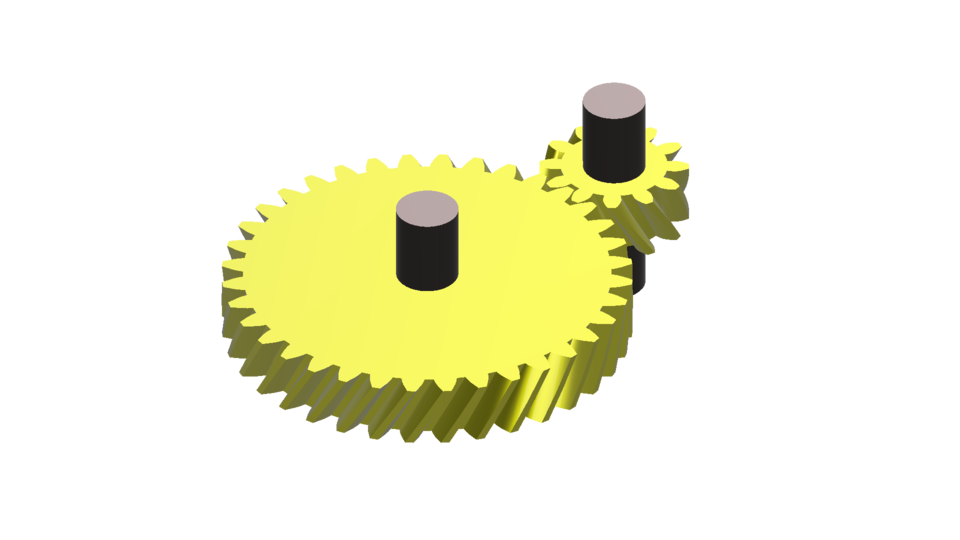 Animated. Helical Gears 3D CAD Model Library GrabCAD