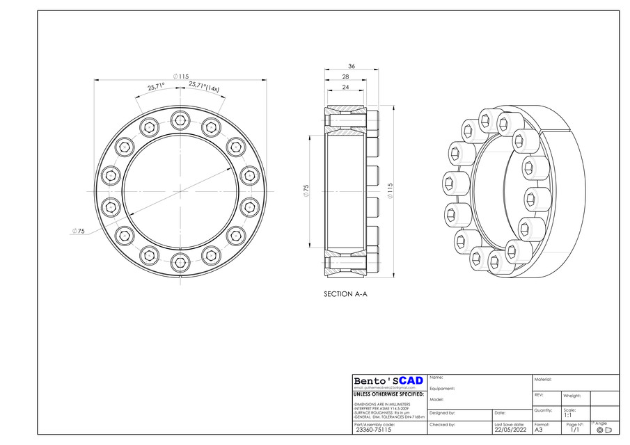 Keyless locking couplings Norelem 2336075115 3D CAD Model Library