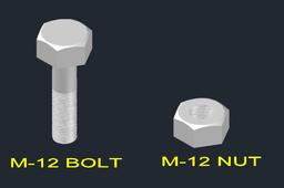 3D Bolt & NUT (M-12)