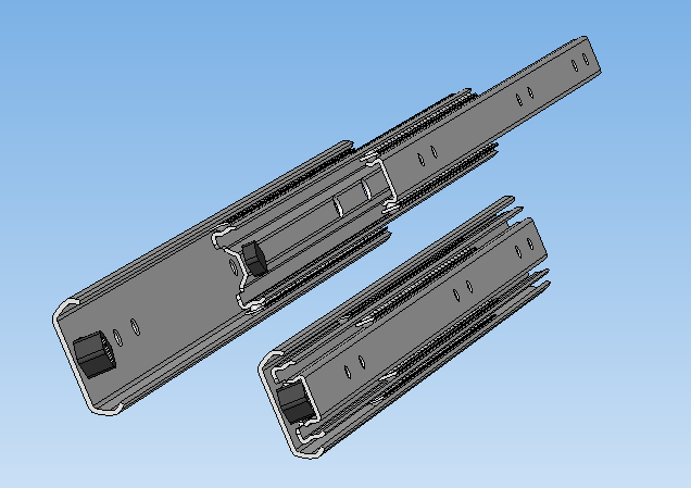 Telescopic rail on ball bearings for furniture