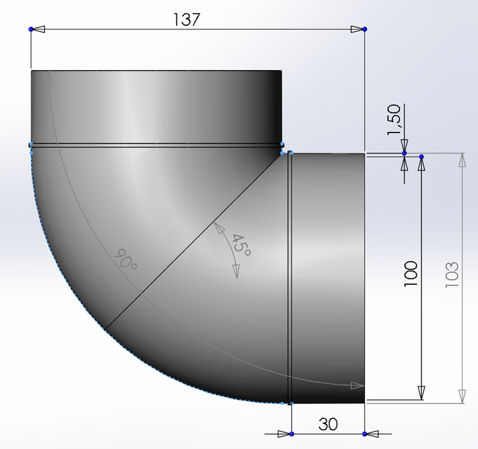 d100 air channel 90 angle
