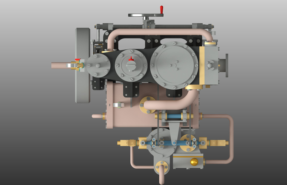 Compound condensing steam engine 3D CAD Model Library GrabCAD