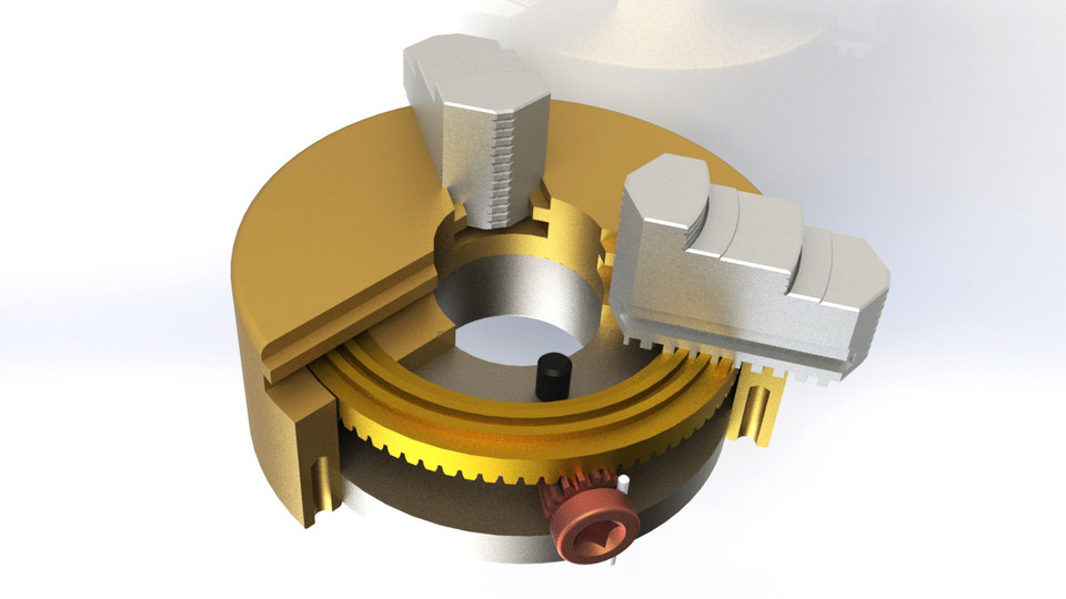 lathe chuck assembly 3D CAD Model Library GrabCAD