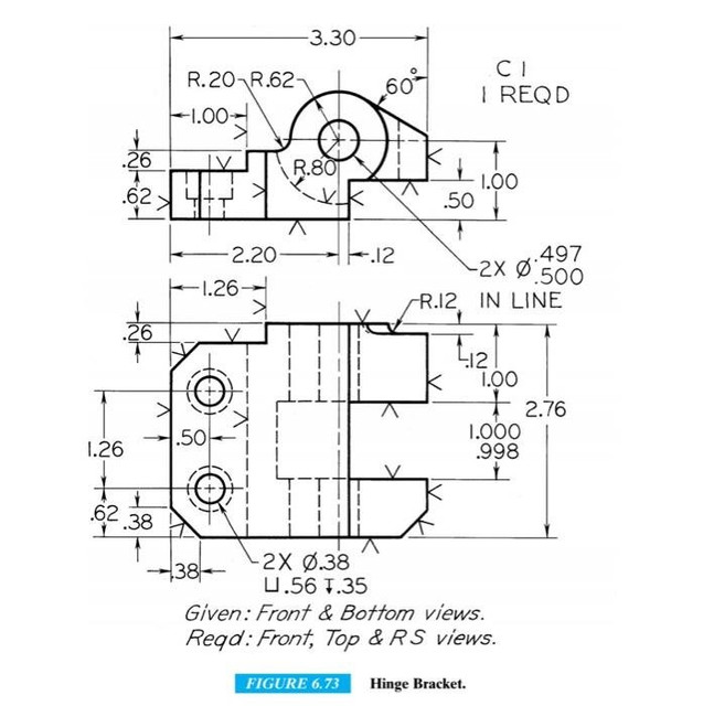 3D CAD Basic exercise/ Hinge Bracket / Autodesk Inventor Pro 3D CAD