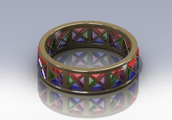 Gem filled wedding band