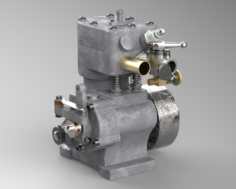 Whippet engine 3D CAD Model Library GrabCAD