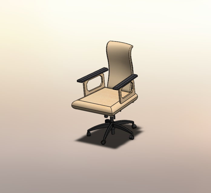 Wooden wheeled chair / office wooden chair 3D CAD Model Library GrabCAD