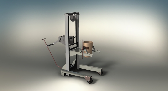 Transportkar met elevator en rotatiemodule