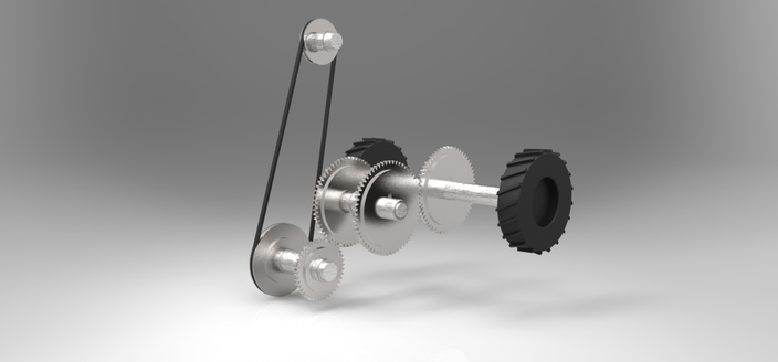 3D & 2D Drawings + Simulation of Power Transmission System