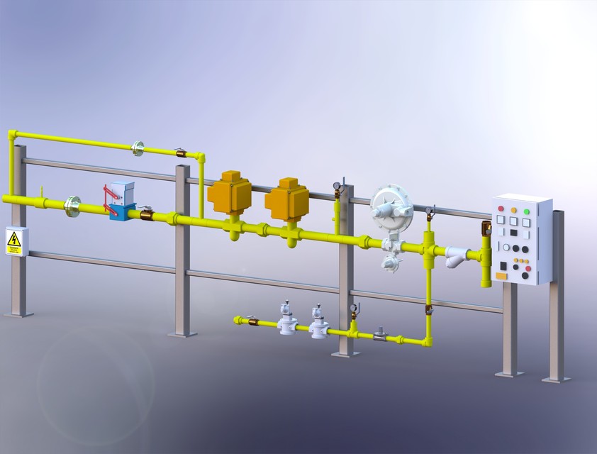 Gas Train Assembly 3D CAD Model Library GrabCAD