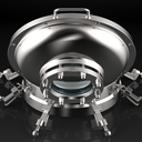 Manhole with hinge and sight glass