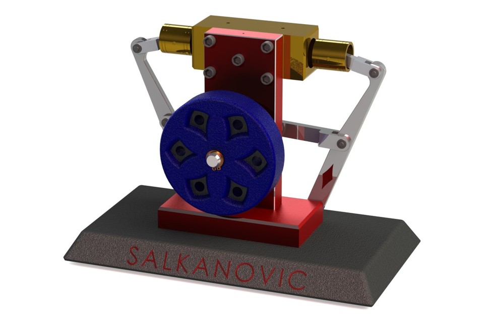 opposed piston steam engine 3D CAD Model Library GrabCAD