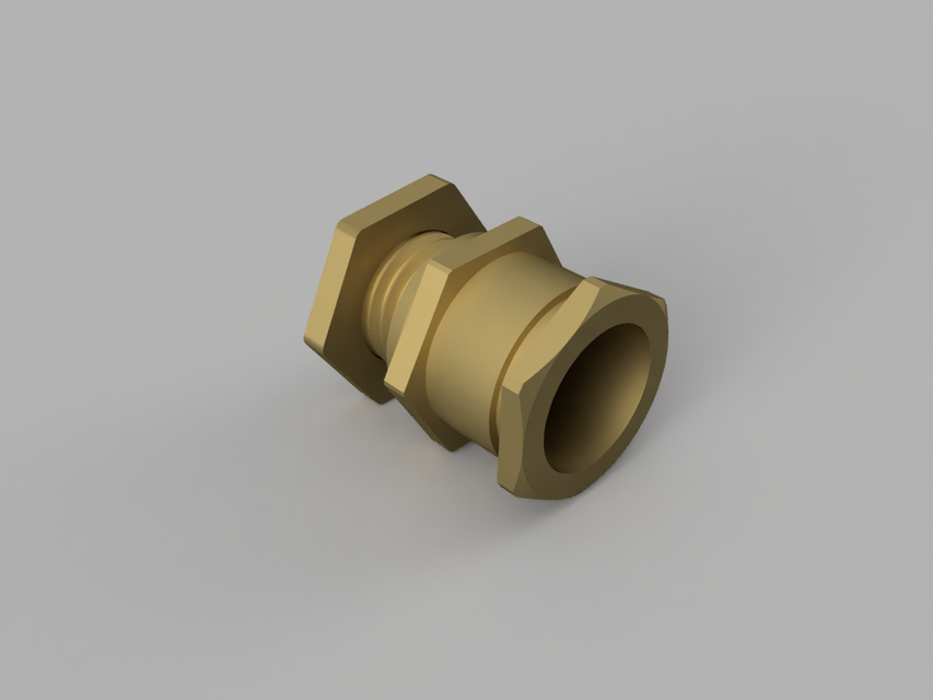Brass Cable Gland 25 mm 3D CAD Model Library GrabCAD